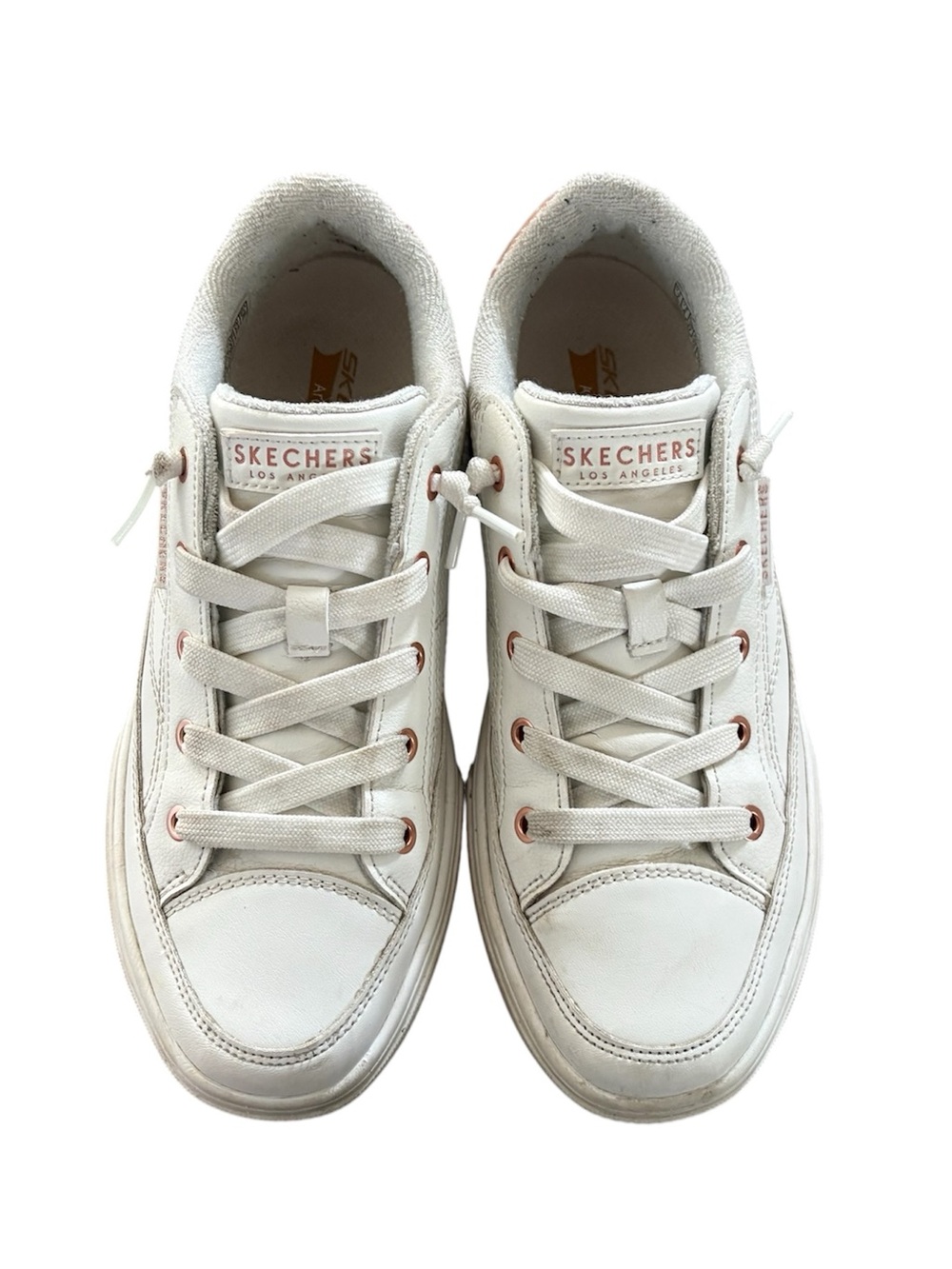 Skechers White Sneakers with Rose Gold Eyelets